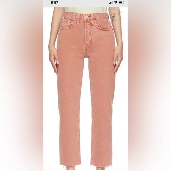 Re/Done Pink 70s Stovepipe Jeans - Picture 3 of 5